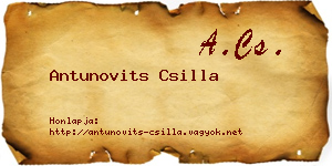 Antunovits Csilla névjegykártya